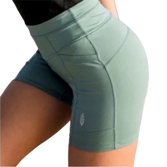 FREE PEOPLE Odessa green biker shorts - Picture 2 of 10